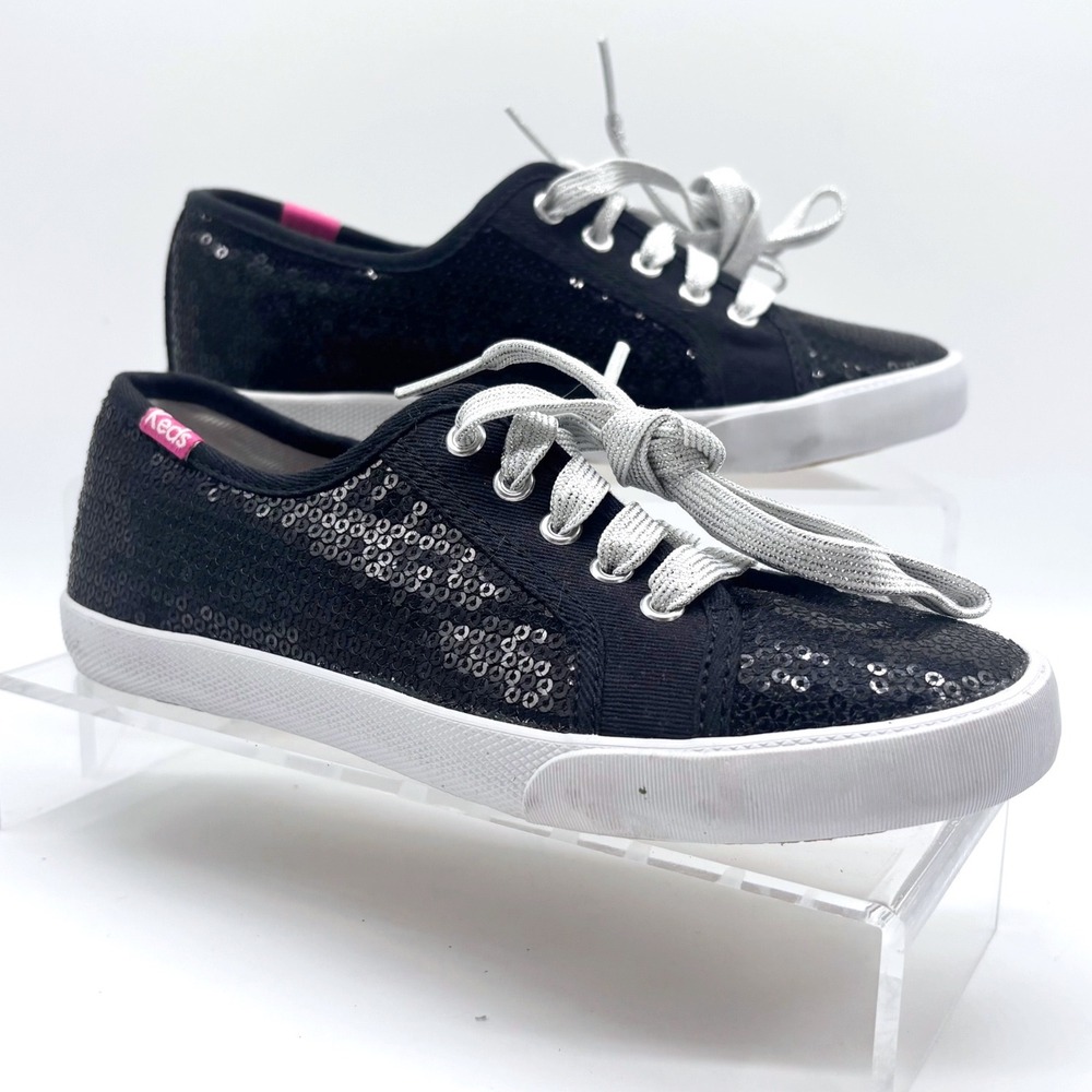 Keds Celeb LTT Black Sequin Low Top Sneakers Kids Size 13M KY45830 Silver